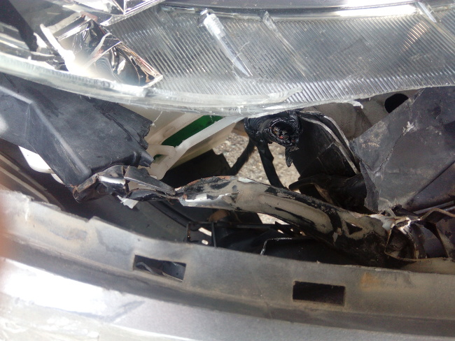 držák nárázníku, nádobka ostřikovače, kabeláž a snad to neodnesl ten velkej kovovej nosník(čehož se bojej i v tom servisu)