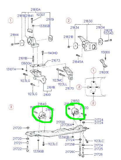 Silentbloky Hyundai Coupe 1.Gen